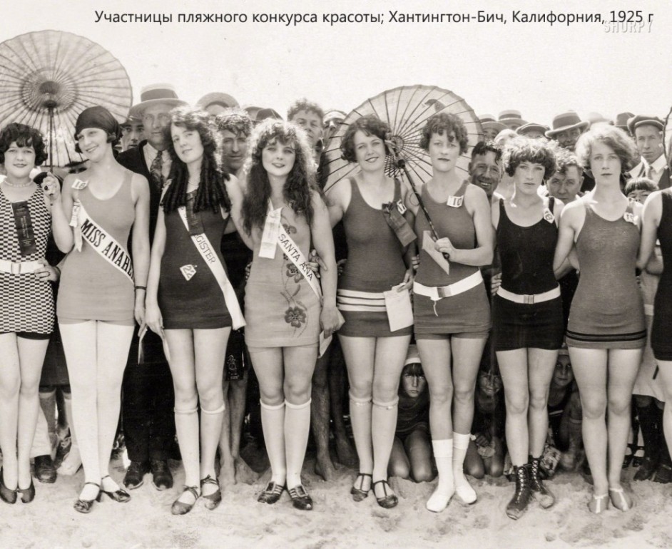 Участницы пляжного конкурса красоты; Хантингтон-Бич, Калифорния, 1925 г.jpg